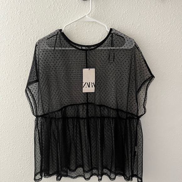NWT Zara Sheer Top M - Picture 1 of 2